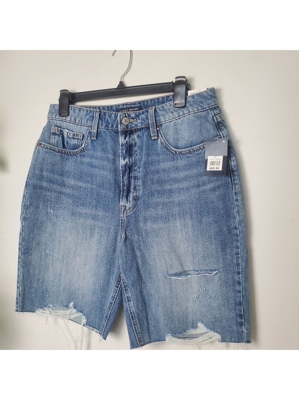 Lucky Brand High Rise Bermuda Shorts Womens Size 10 Distressed - Picture 3 of 15